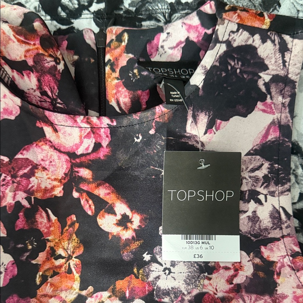 Topshop Floral Contrast Mini Dress - Picture 9 of 10